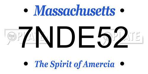 7NDE52 Massachusetts License Plate