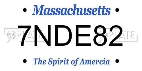 7NDE82 Massachusetts License Plate