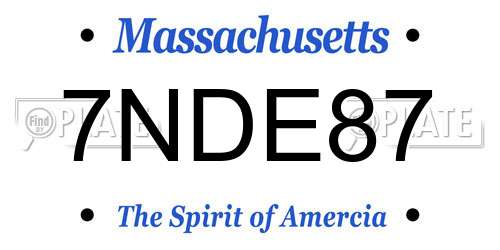 7NDE87 Massachusetts License Plate