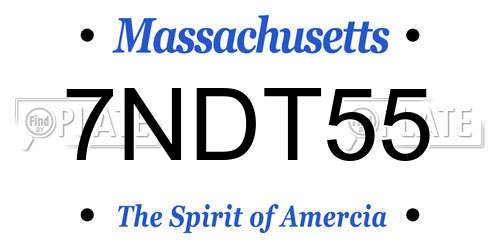 7NDT55 Massachusetts License Plate