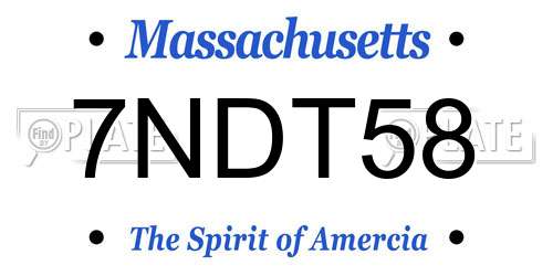7NDT58 Massachusetts License Plate