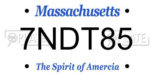 7NDT85 Massachusetts License Plate