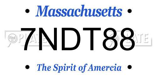 7NDT88 Massachusetts License Plate