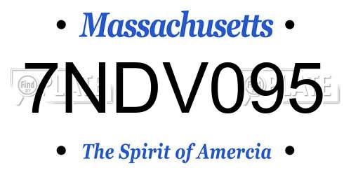 7NDV095 Massachusetts License Plate