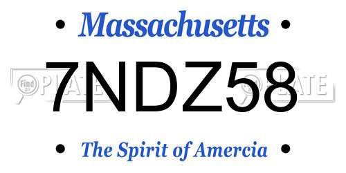 7NDZ58 Massachusetts License Plate