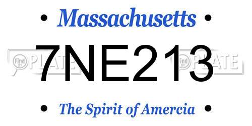 7NE213 Massachusetts License Plate