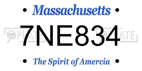 7NE834 Massachusetts License Plate