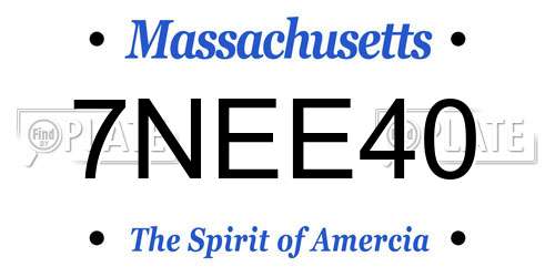 7NEE40 Massachusetts License Plate