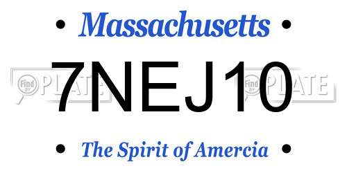 7NEJ10 Massachusetts License Plate