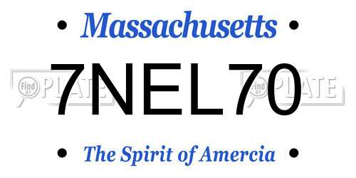 7NEL70 Massachusetts License Plate