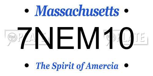 7NEM10 Massachusetts License Plate