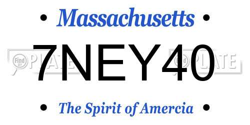 7NEY40 Massachusetts License Plate