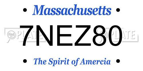 7NEZ80 Massachusetts License Plate