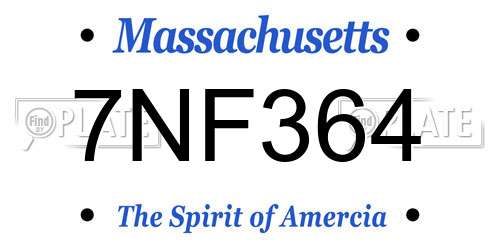 7NF364 Massachusetts License Plate