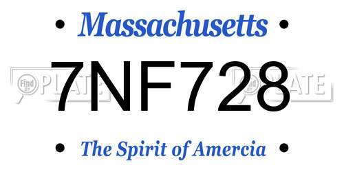 7NF728 Massachusetts License Plate