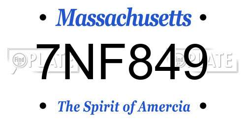 7NF849 Massachusetts License Plate