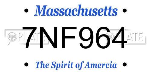 7NF964 Massachusetts License Plate