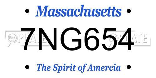 7NG654 Massachusetts License Plate
