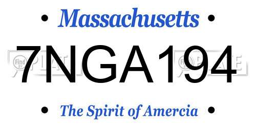 7NGA194 Massachusetts License Plate