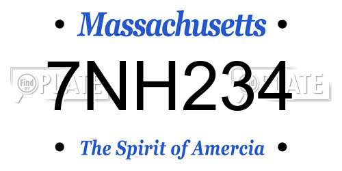 7NH234 Massachusetts License Plate