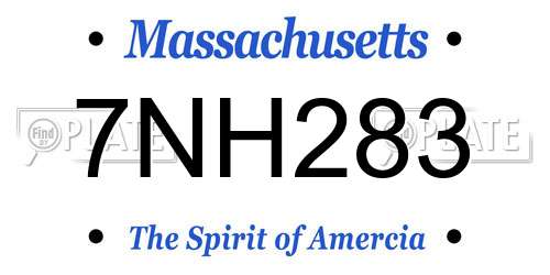 7NH283 Massachusetts License Plate
