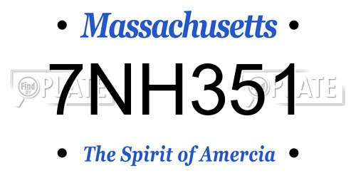 7NH351 Massachusetts License Plate