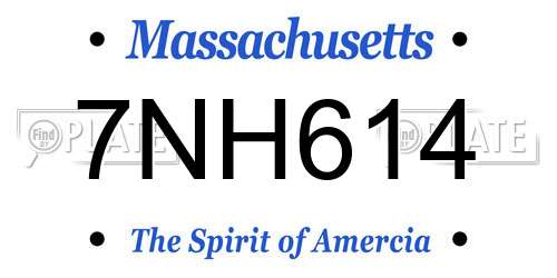 7NH614 Massachusetts License Plate