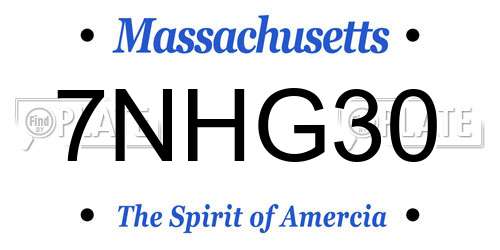 7NHG30 Massachusetts License Plate