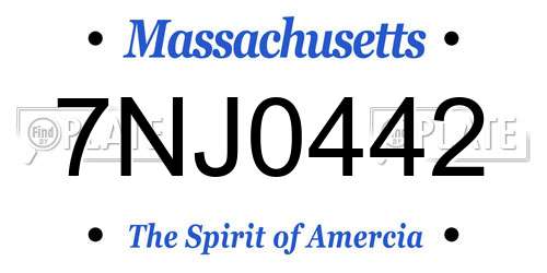 7NJ0442 Massachusetts License Plate
