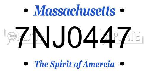 7NJ0447 Massachusetts License Plate