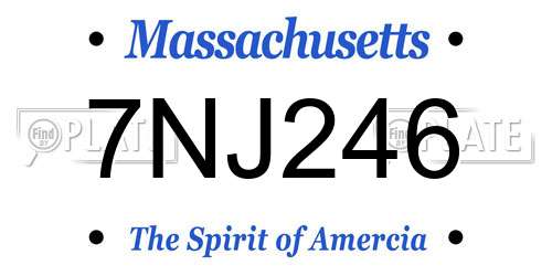 7NJ246 Massachusetts License Plate