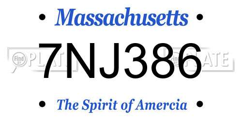 7NJ386 Massachusetts License Plate