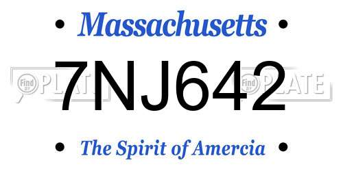 7NJ642 Massachusetts License Plate
