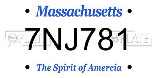7NJ781 Massachusetts License Plate