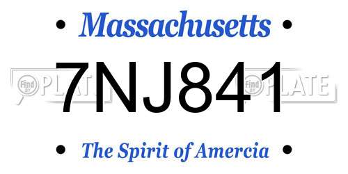 7NJ841 Massachusetts License Plate