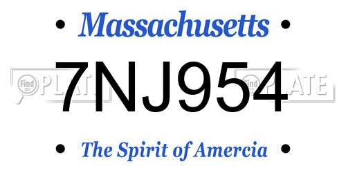 7NJ954 Massachusetts License Plate