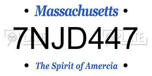 7NJD447 Massachusetts License Plate