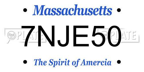 7NJE50 Massachusetts License Plate