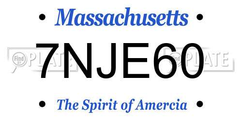 7NJE60 Massachusetts License Plate