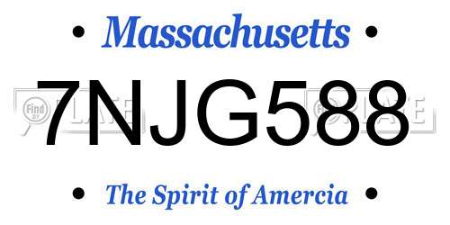 7NJG588 Massachusetts License Plate