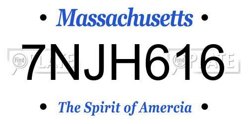 7NJH616 Massachusetts License Plate