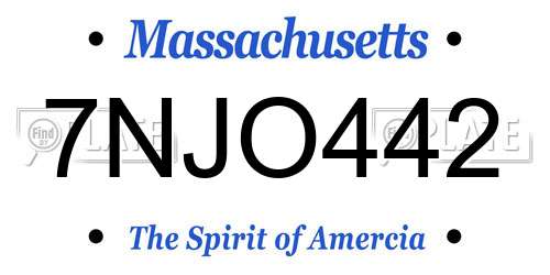 7NJO442 Massachusetts License Plate