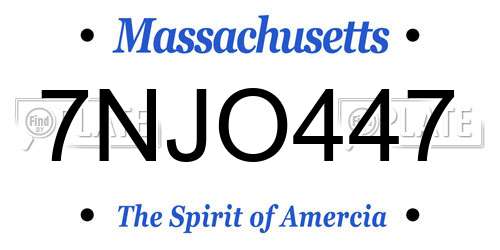 7NJO447 Massachusetts License Plate