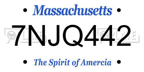 7NJQ442 Massachusetts License Plate