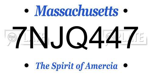 7NJQ447 Massachusetts License Plate