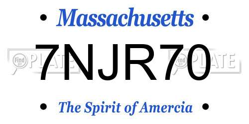 7NJR70 Massachusetts License Plate