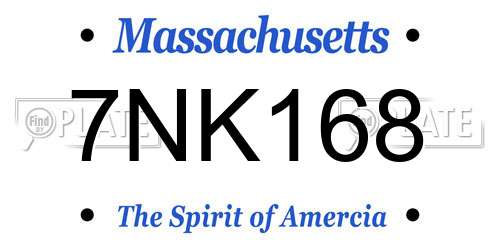 7NK168 Massachusetts License Plate