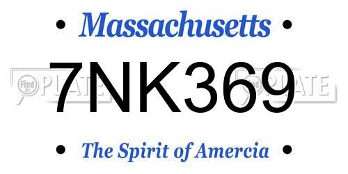 7NK369 Massachusetts License Plate