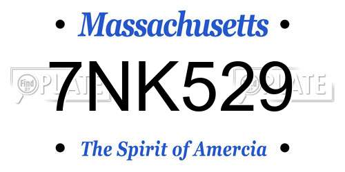 7NK529 Massachusetts License Plate