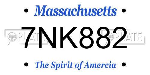 7NK882 Massachusetts License Plate